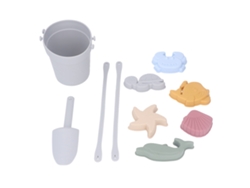 Juego De Juguetes De Playa De Silicona Para Niños Con Cubo, Moldes Y Pala Portátil Ligera.