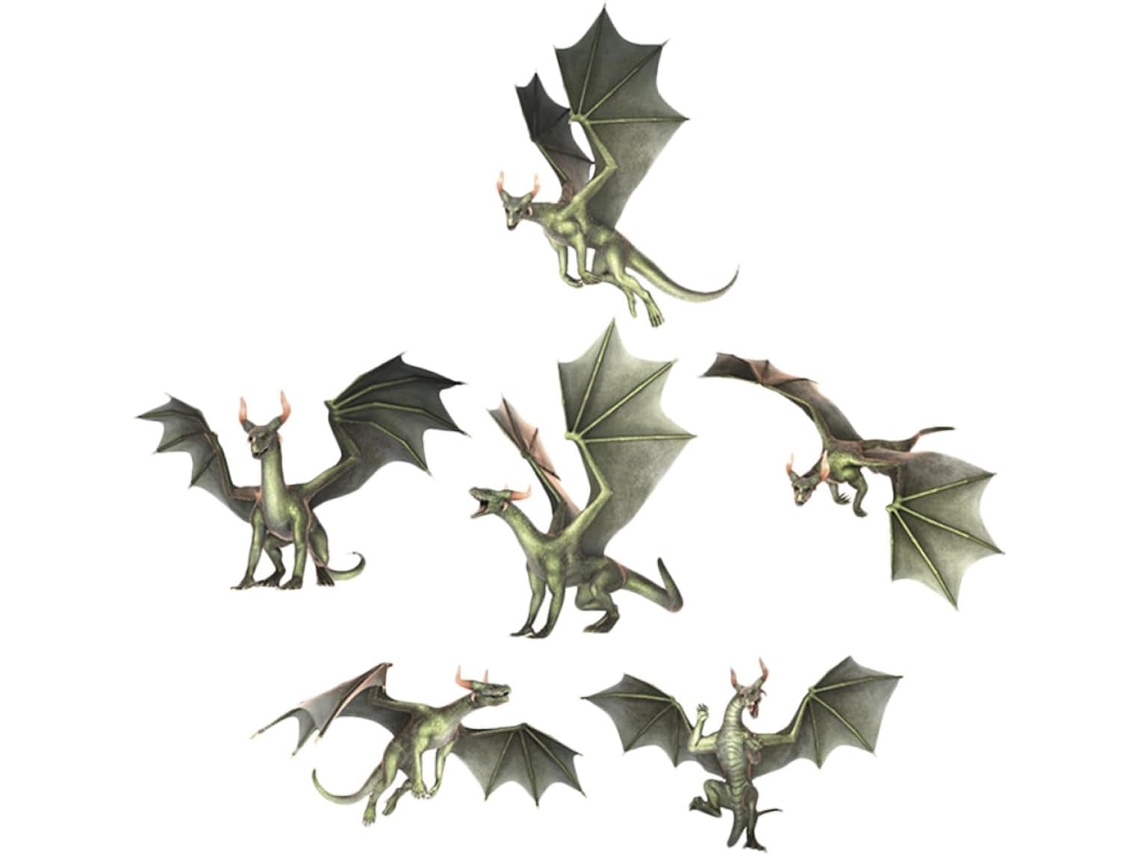 Pegatinas Estáticas Lisas Ventanas Juego 6 Pvc Diseño Dragón Decoración Fiestas Escolares Bares