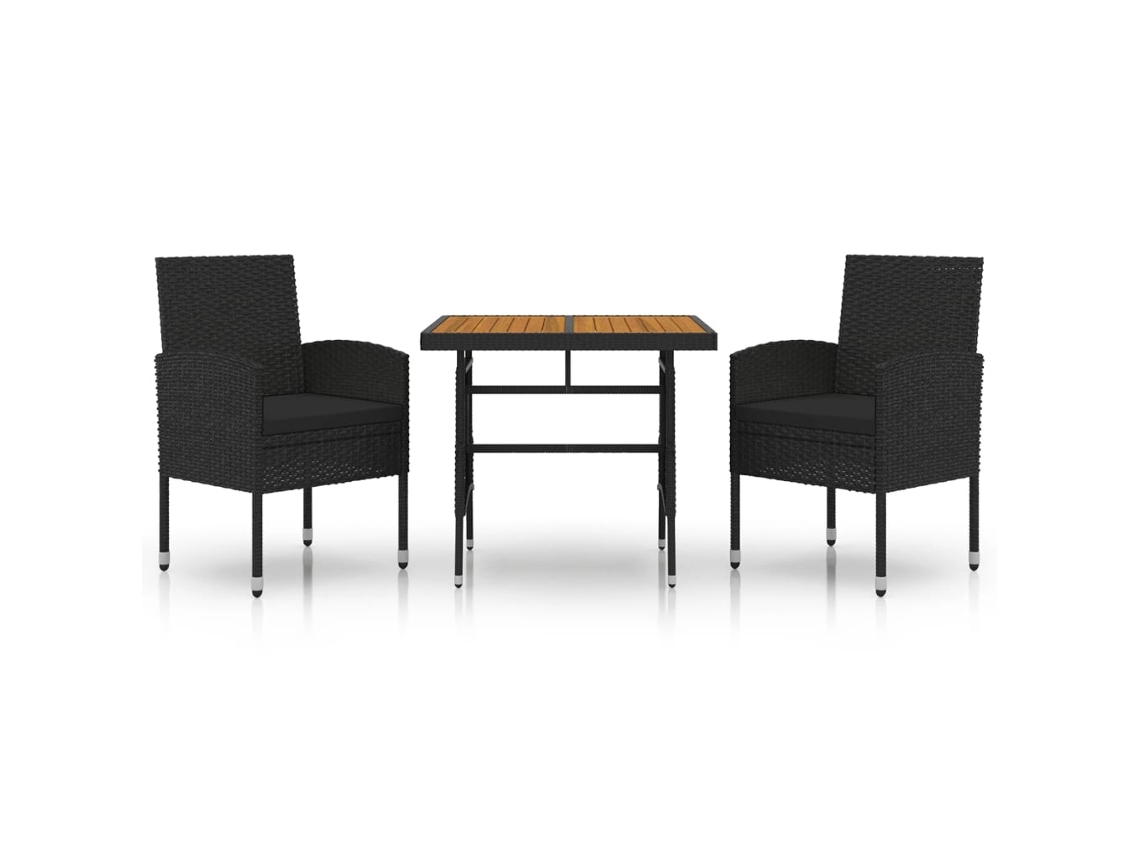 Maison Exclusive - Juego De Comedor De Jardín 3 Pzas Ratán Sintético Negro