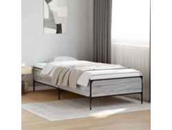 Estructura Cama Madera Ingeniería Metal Gris Sonoma 75x190 Cm