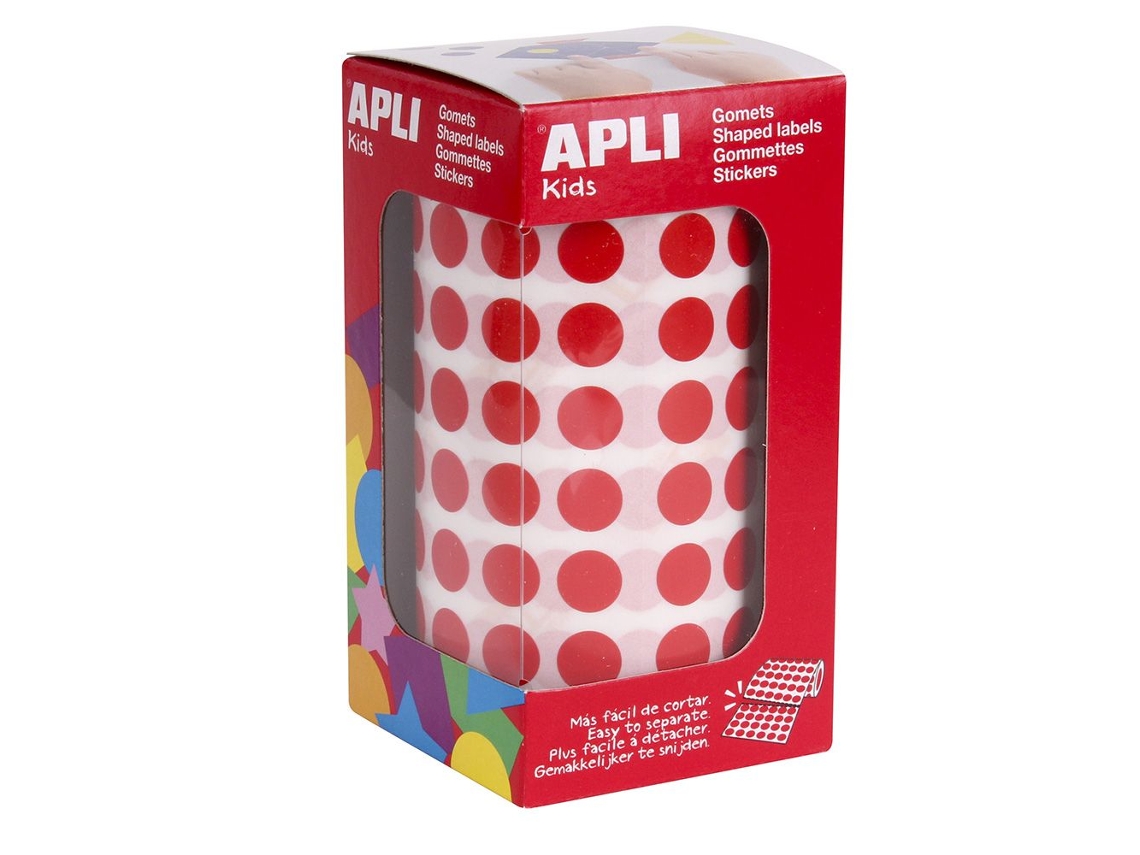 Gomets Autoadesivos APLI en Rollo - Circular - Ø11Mm - Rojo
