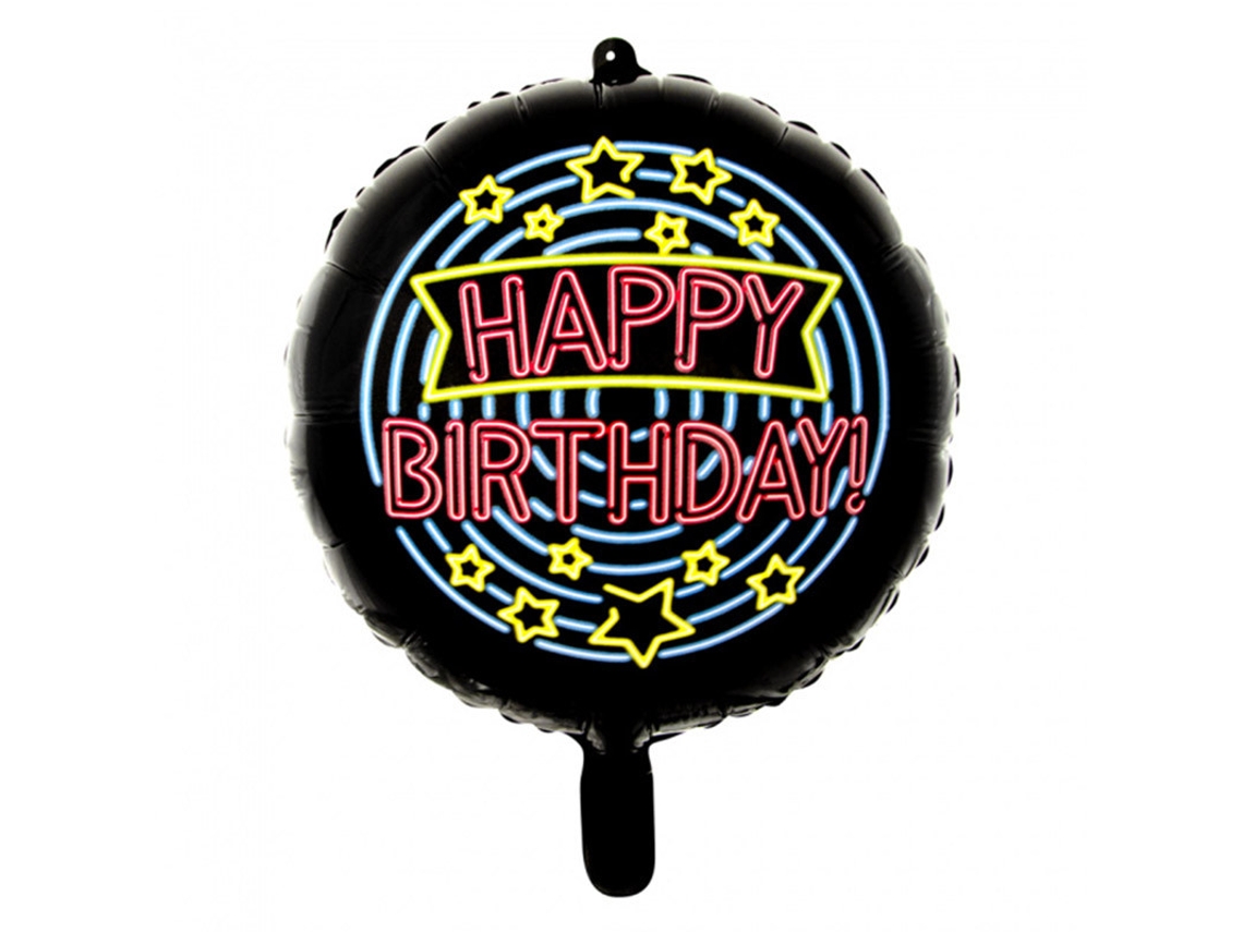 Globo WEFIESTA Alumínio Redondo De Cor Neon De Feliz Cumpleaños