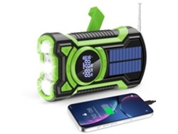 Radio Solar De Emergencia Con Manivela, Capacidad De 5000 Mah, Ip65 A Prueba De Agua Y Polvo.