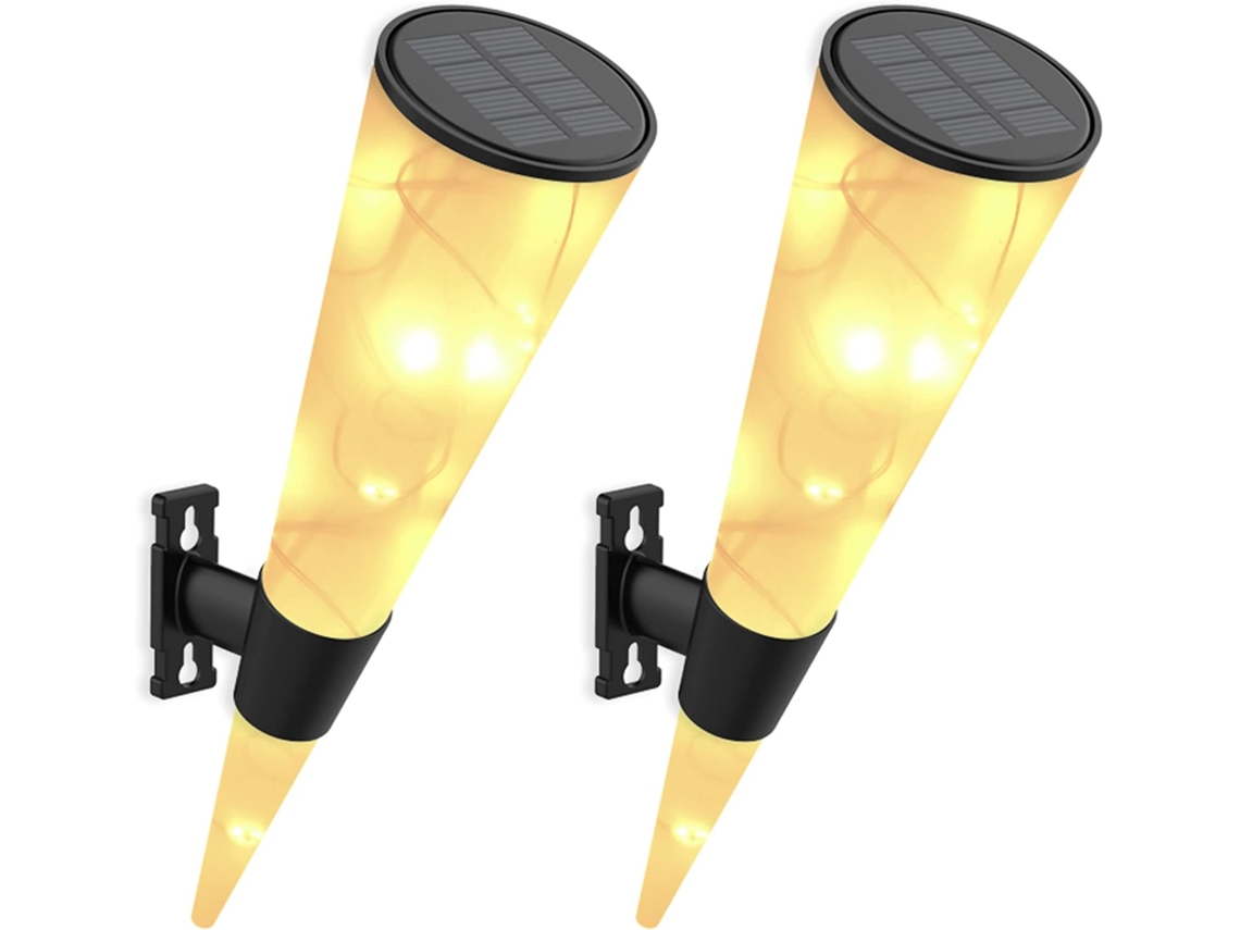MEOIRUERY Elegantes luces solares para exteriores, lámpara solar cónica 3 en 1 impermeable para jardín, decorativa, con iluminación nocturna automática, dos mod