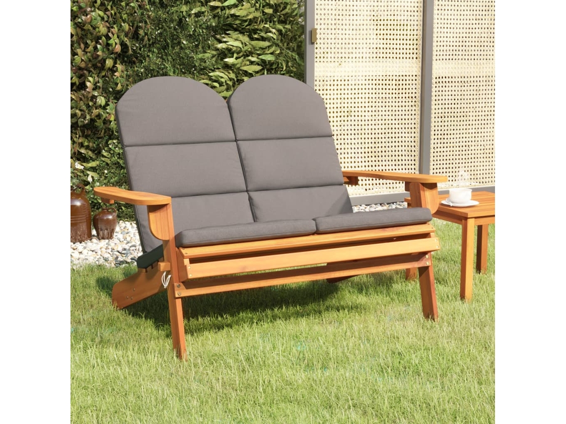 Lovely Home Banco de Jardín Adirondack con Cojines 126 Cm Acacia Maciza