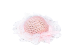 Sombrero Ats en miniatura, escala 1/12, precioso sombrero de paja rosa con lazo para accesorios de casa de muñecas.