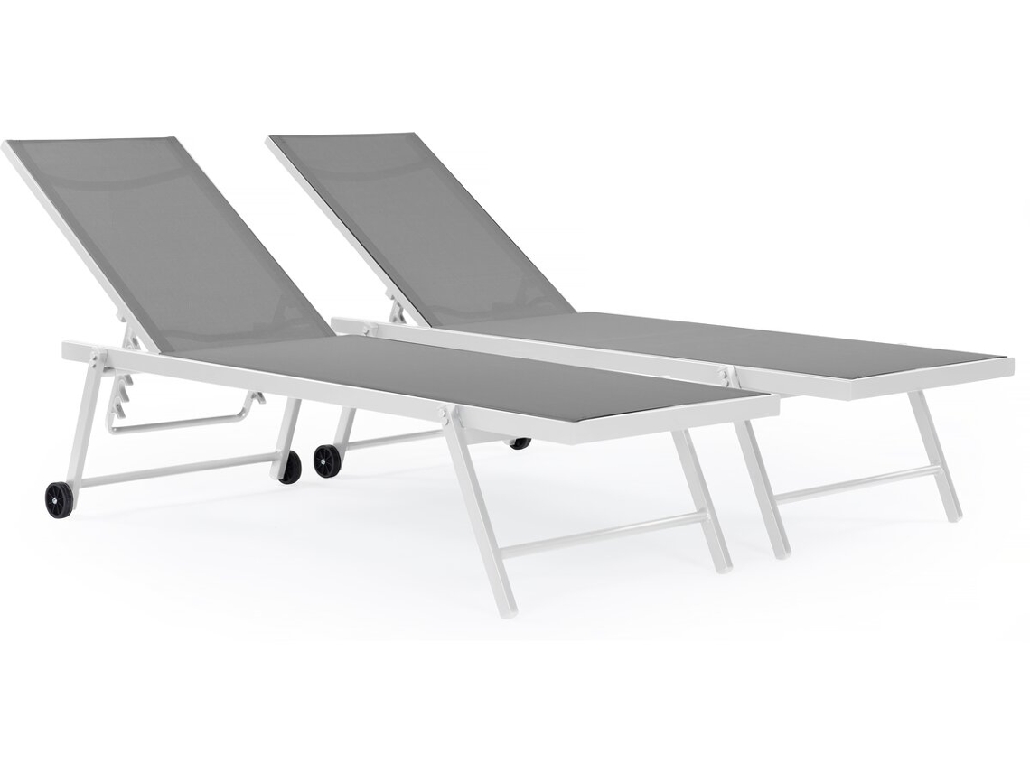 Conjunto de 2 Sillones de Aluminio Textil Jolia Gris / Blanco Habitat Et Jardin