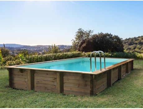 Piscina rectangular de madera "Sunrise" - 8.20 x 5.20 x 1.44 m