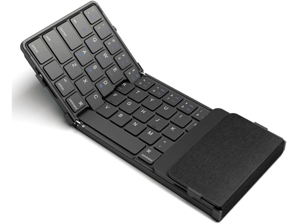 1 Teclado Inalámbrico Bluetooth Plegable, Abs Negro, Con Panel Táctil, Recargable Para Ios Y Android.