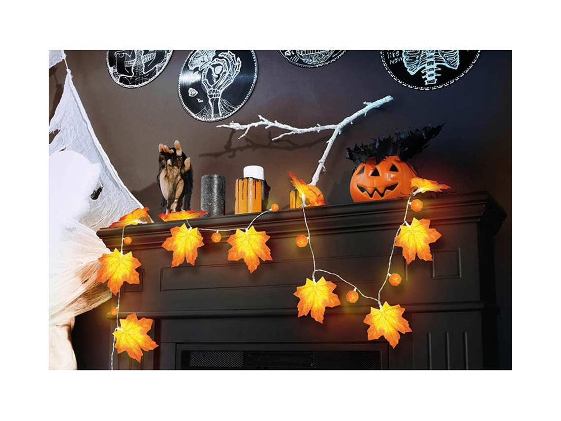 Guirnalda de Hojas Calabaza a Pilas de 20 Leds