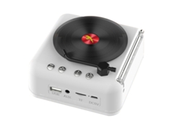 Altavoz Bluetooth Retro De Vinilo Con Tocadiscos, Radio Fm, Estéreo Hifi Portátil Blanco