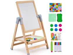 Caballete infantil 2 en 1 Tekmaquinas con pizarra blanca y pizarra, giratorio 360° y ajustable