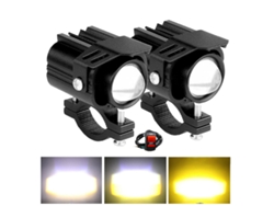 2 luces antiniebla de 9-32 V, luz LED amarilla y blanca para coche y motocicleta.