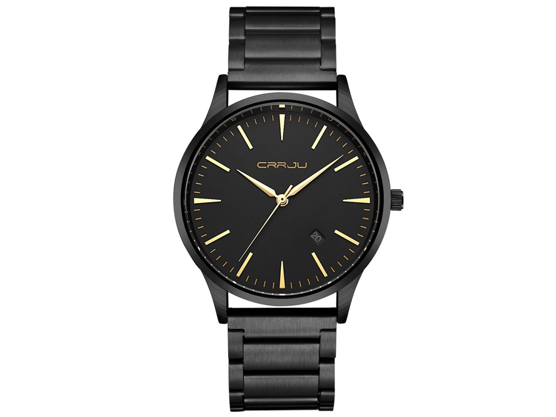 Reloj Hombre Impermeable Dial Redondo Analógico De Cuarzo Moda (oro Negro)