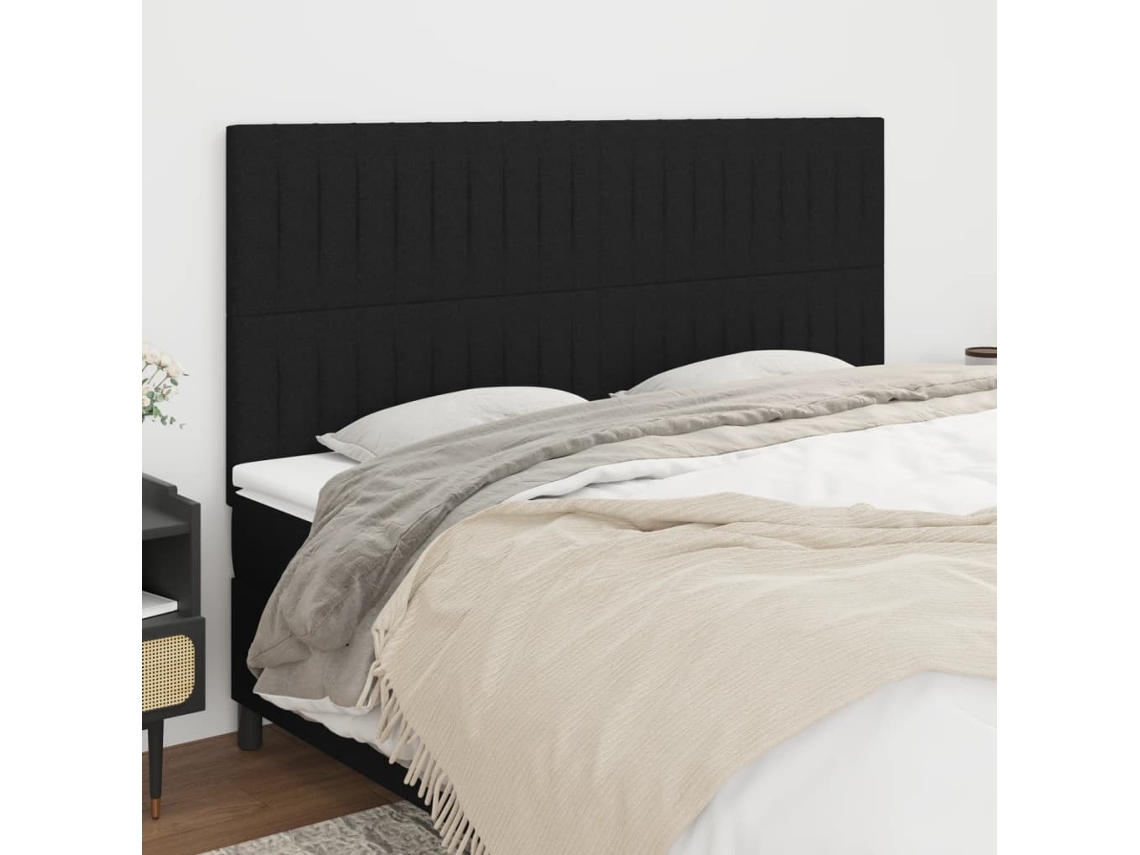 Cabeceros 4 Unidades De Tela Negro 90x5x78/88 Cm