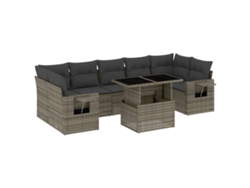 Conjunto 8 de sofás de jardín y cojines VIDAXL ratán sintético gris