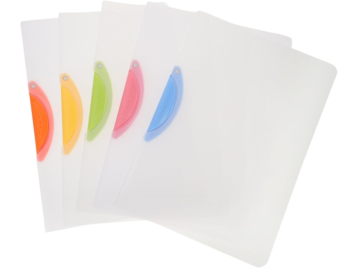 Juego De 5 Portadocumentos De Plástico Transparente Con Clip Deslizante.