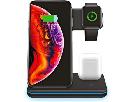 Cargador Auto CHRONUS WXCD-221025-4FM Wireless (iPhone/iWatch/AirPods - Negro)