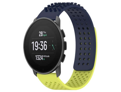 Correa Smartwatch para SUUNTO 9 Peak Pro 22mm con Orificios Transpirables Silicona 3D Dots (Azul Medianoche + Verde Lima)