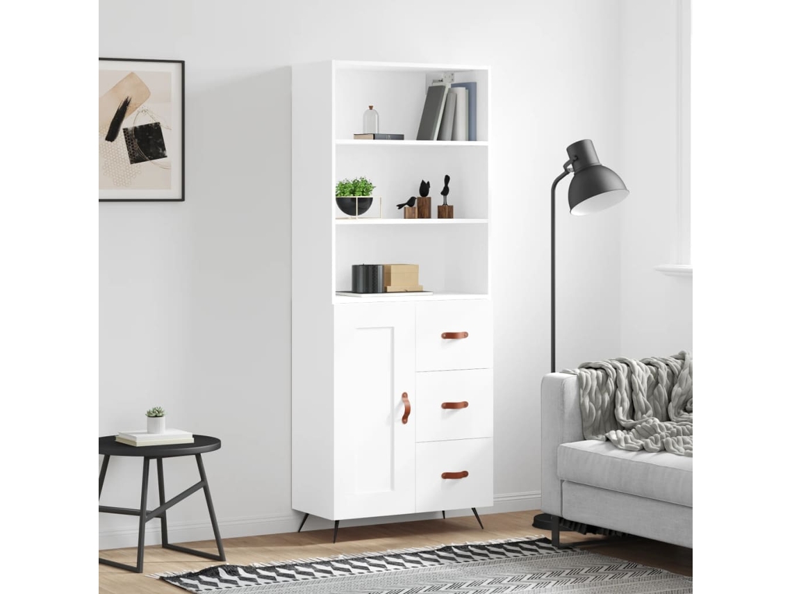 Aparador Alto Madera Contrachapada Blanco 69,5x34x180 Cm