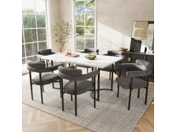 Juego de comedor de 7 piezas en gris oscuro MOBRIO
