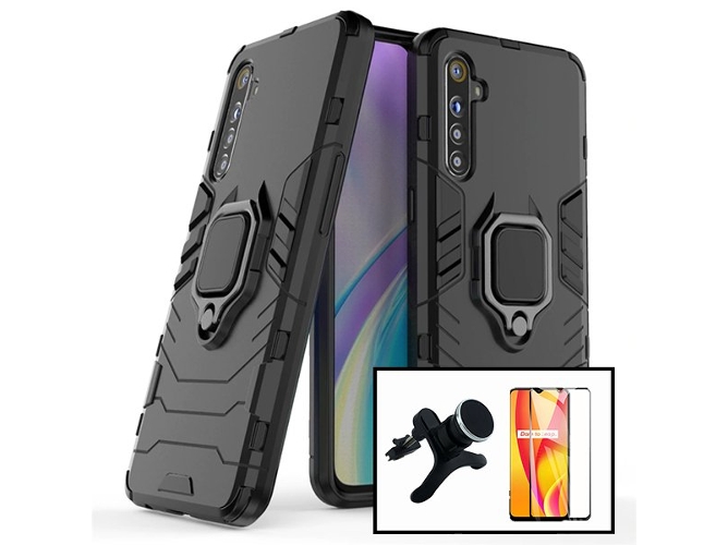 Kit Funda, Protector 5D y Soporte Magnético Coche Oppo A91 3x1 Military Defender