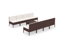 Maison Exclusive - Set Muebles De Jardín 9 Piezas Y Cojines Ratán Sintético Marrón
