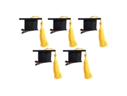 Cinco Mini Horquillas De Graduación Con Borlas (amarillas)
