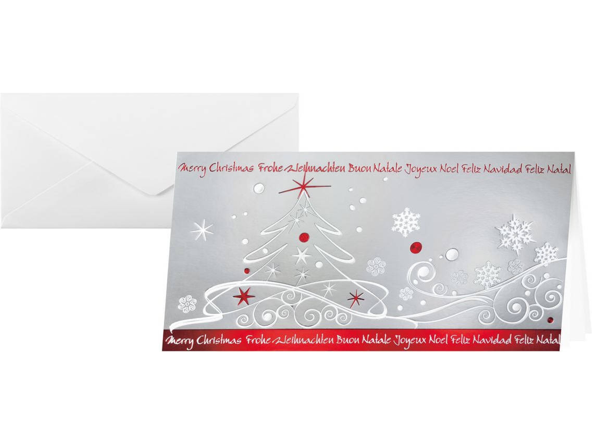 10 Postales de Navidad SIGEL Plateado (11x22cm)