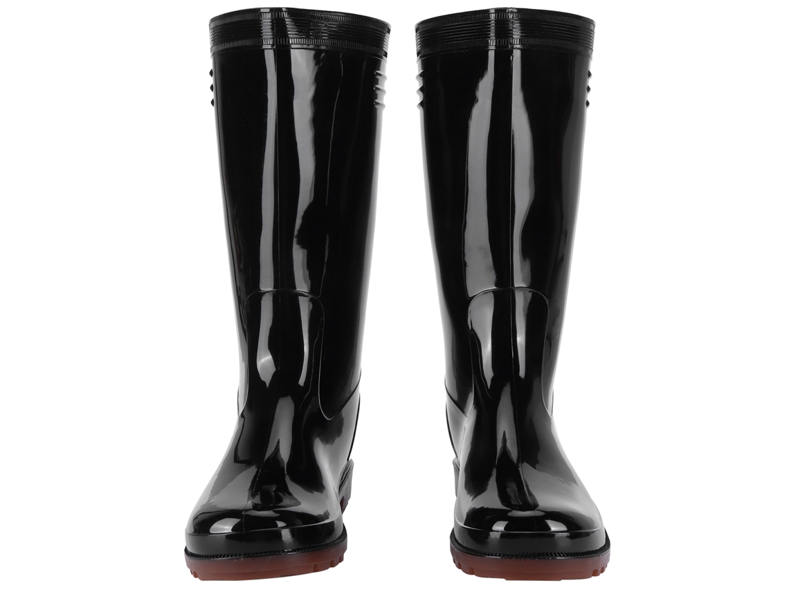 Botas impermeables para jardín y granja, antideslizantes, de alto brillo, sencillas, negras, talla 38.