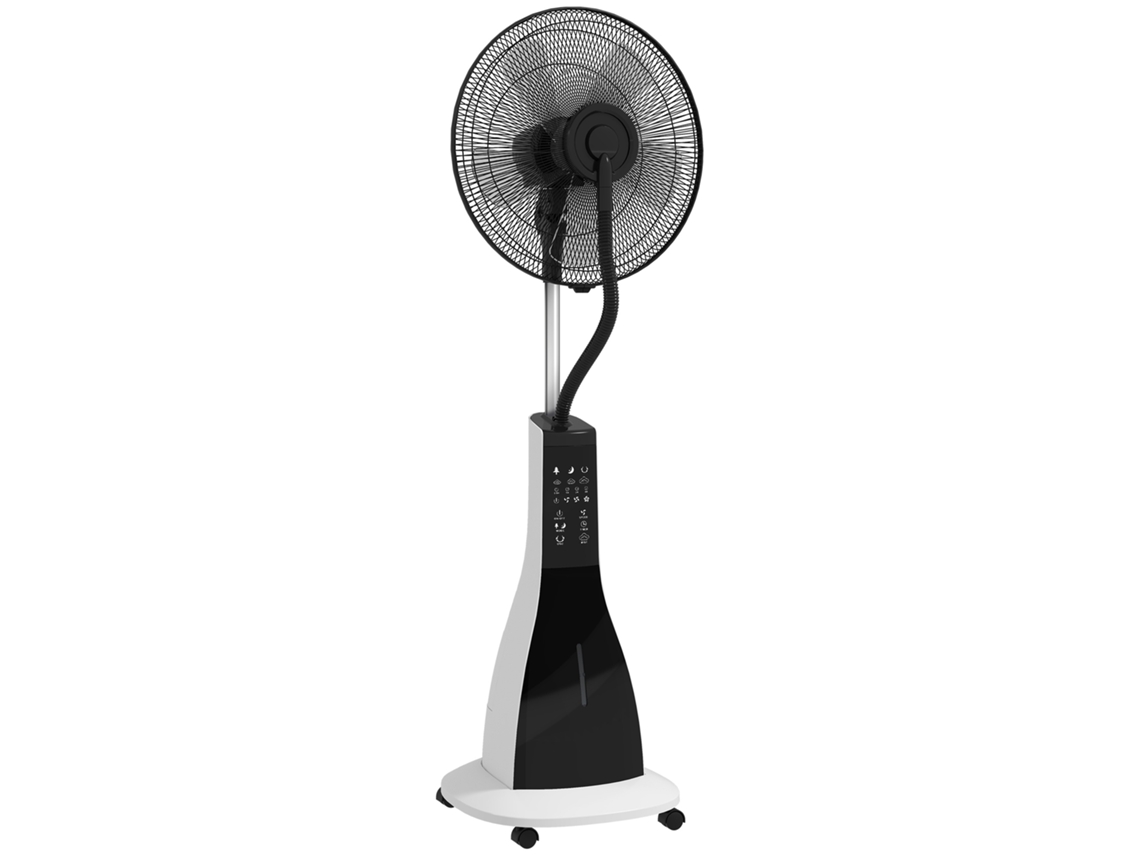 Ventilador Nebulizador Negro 90w Con Mando Y Oscilación
