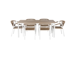 Set 7 Mesa Comedor Aluminio 6 Sillas 180x90x75cm