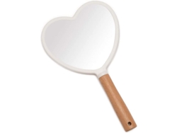 Espejo De Maquillaje De Mano Con Mango De Madera, Pequeño Y Bonito, Portátil Con Orificio Para Colgar (corazón)