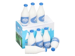 Ats-8 Piezas Botellas De Leche Miniatura Para Casa De Muñecas Con Detalles Vívidos Set Plástico Azul 1:12 1:6