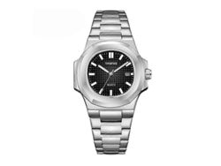 Reloj Ruo Lin Do para hombre con correa de acero luminosa y calendario sencillo Hengrongshen