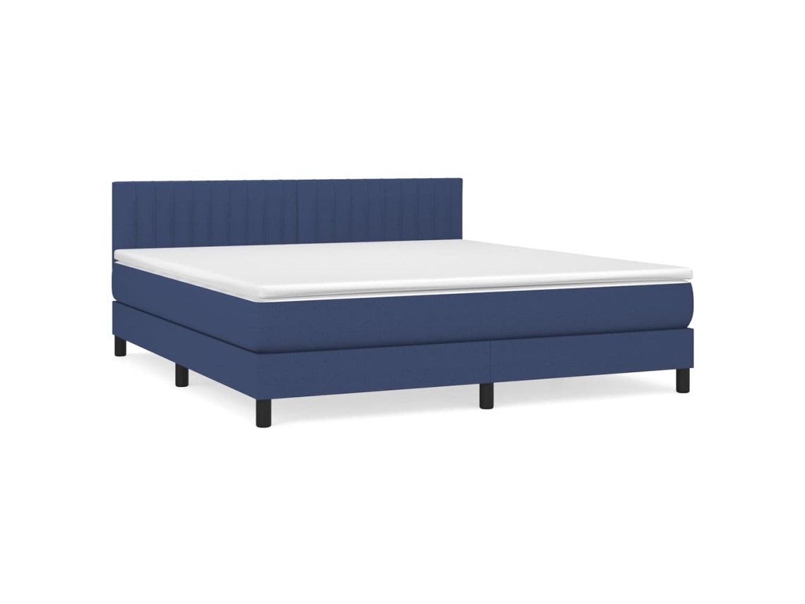 Maison Exclusive - Cama Box Spring Con Colchón Tela Azul 180x200 Cm
