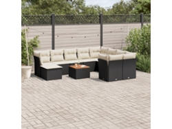 Conjunto de sofás de jardín de 11 piezas DKD Home Decor con cojines de mimbre negros