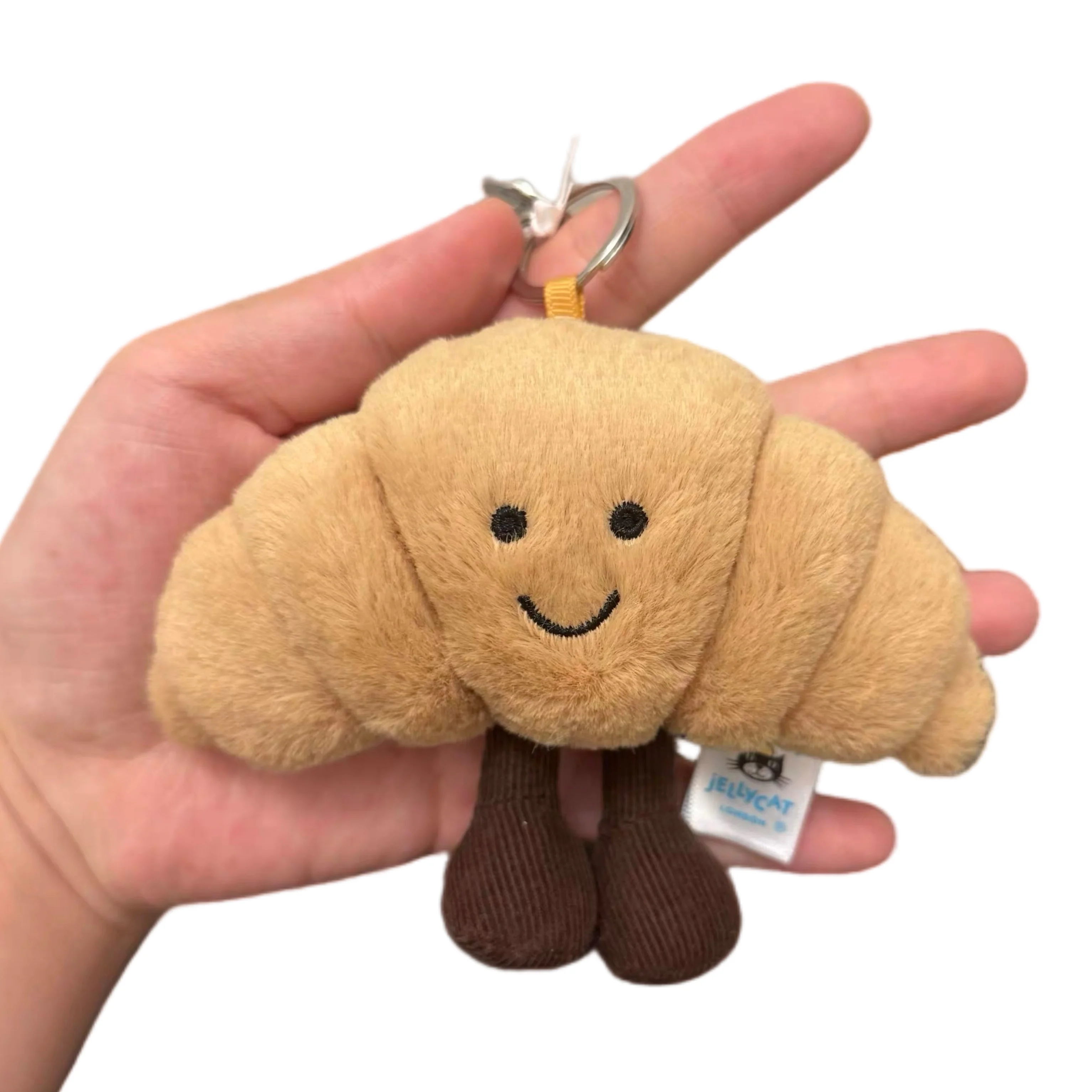 (croissant) 10cm Cute Smiley Face Pelúcia Chaveiro Croissant Pingente