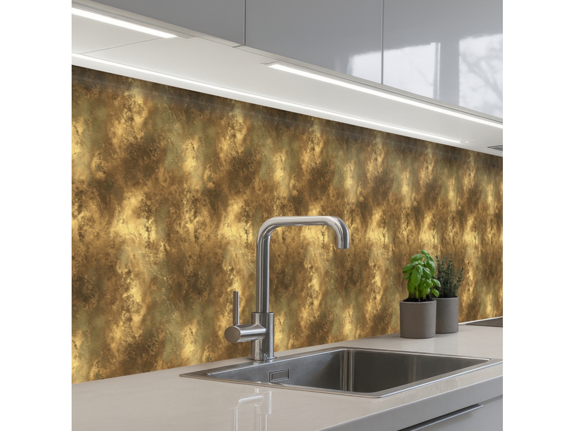 Salpicaderos De Cocina Antiguo - Aspecto Metálico - Oro 500x60 Cm