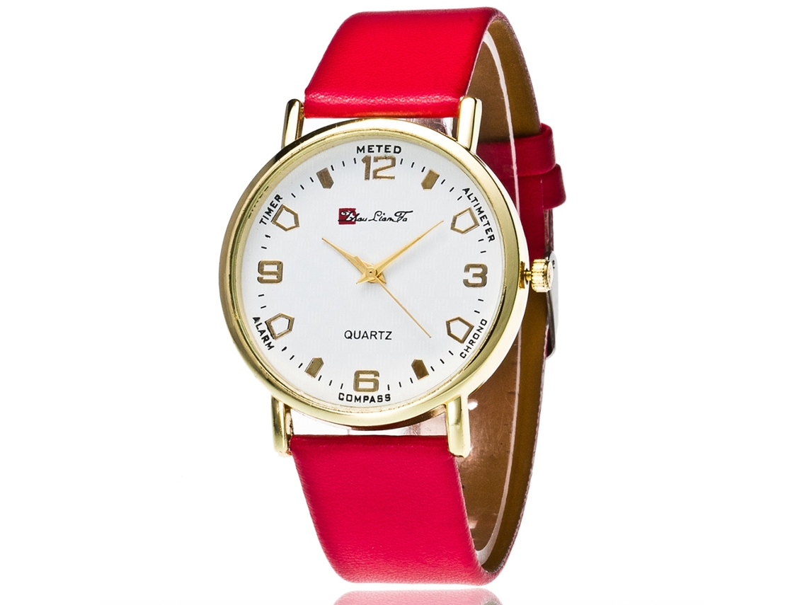 Reloj De Pulsera Analógico De Cuarzo Para Mujer, Moderno Y Casual, Duradero, Rojo.