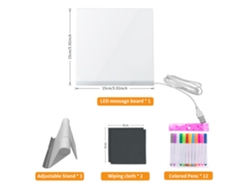 Pizarra De Dibujo Led Luminosa Para Niños, Bloc De Dibujo Acrílico Borrable Con 12 Rotuladores De Colores (15x15cm) Gertiz