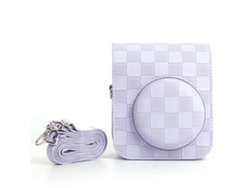 YUYSAN Bolsa de almacenamiento para cámara Polaroid con patrón a cuadros, adecuada para bolsa de cámara Fuji Mini12, color morado