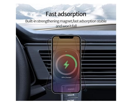 Cargador Coche Teléfono Inalámbrico Carga Rápida Imán CHRONUS Negro
