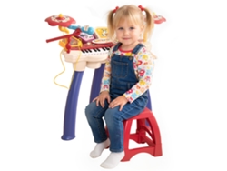 Conjunto Musical Infantil 2 En 1 Piano Batería Micrófono Taburete