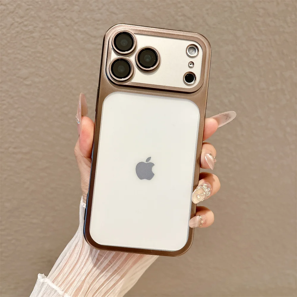 (iphone 17 Pro, Dorado) Funda Mate Galvanizada Para Iphone, Fabricada En Material Tpu Suave Y Semitransparente.
