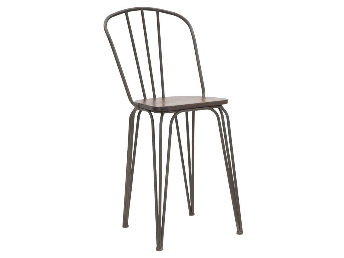 Silla Harlem 54x45x102 Juego de 2 piezas (Altura del asiento 61 cm) Individual / Madera natural / Gris oscuro
