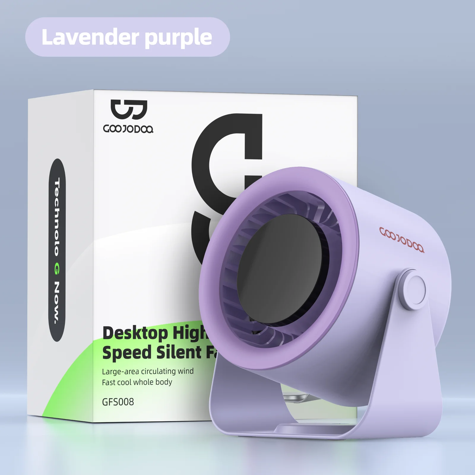 Ventilador De Escritorio (morado Lavanda) De 4000 Mah, Silencioso, Circulador De Aire Con Velocidad Ajustable Y Pantalla Digital De Velocidad.