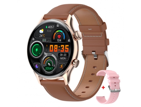 Smartwatch Hk8Pro Amoled Bluetooth Llamada Control de voz Fitness Monitor Oro Cuero