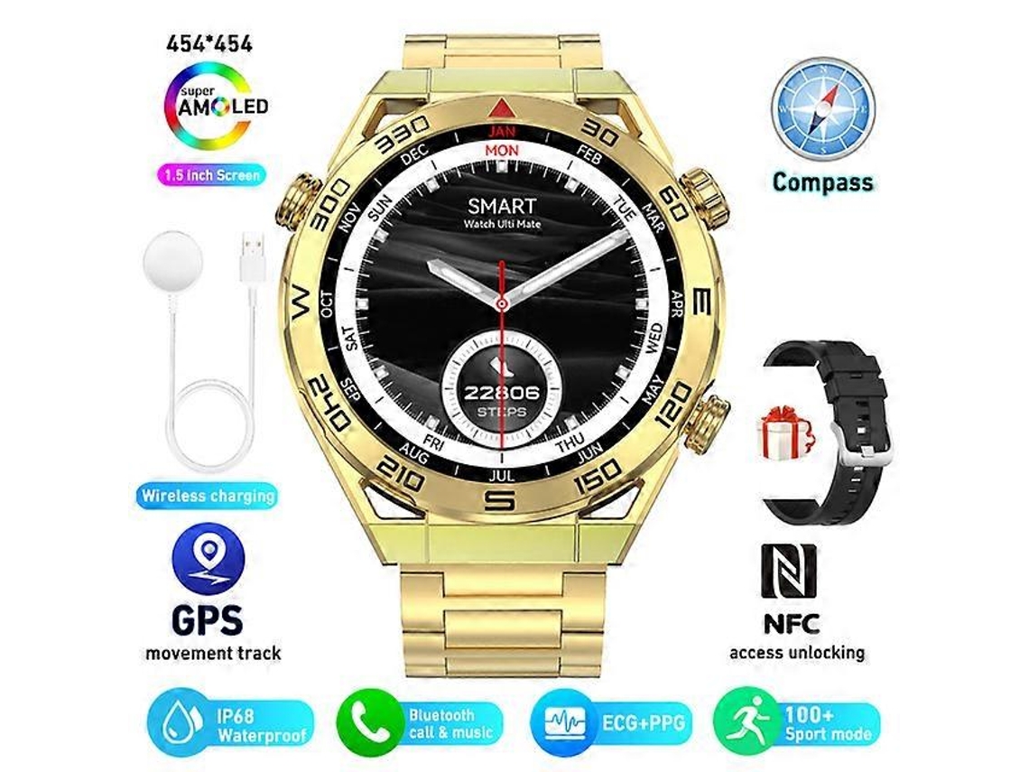 Reloj inteligente ECGPPG para adultos, deportivo con GPS y brújula, llamadas Bluetooth, pantalla HD 454454, 2024 Ly Ebike