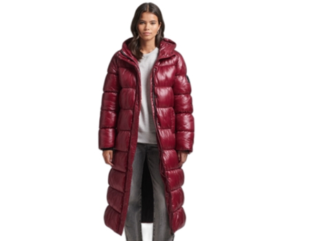 Abrigo para Mujer SUPERDRY (L - Nylon - Rojo)